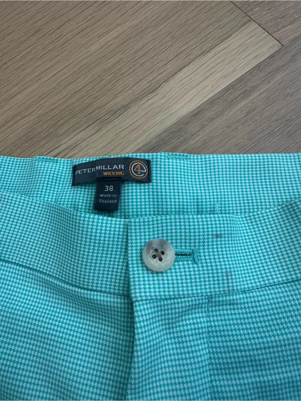 Men’s Peter Millar Wicking Salem Houndstooth Golf Shorts Pattern Green Size 38